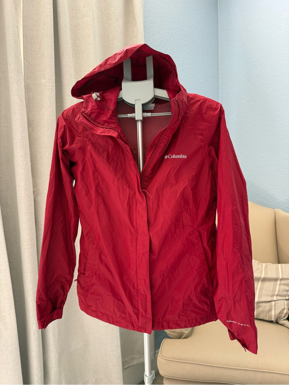 Columbia Women's Red Hooded Ski Jacket Omni-tech Size S